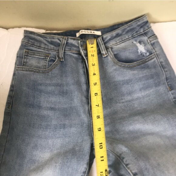 DOGMA DENIM High Rise Jeans Hem Slits Slim Leg Denim Stretch Waist Skinny Fit 26 - Picture 13 of 13